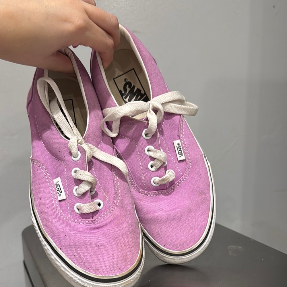 Vans Pink and White Canvas Sneakers with Classic Sole